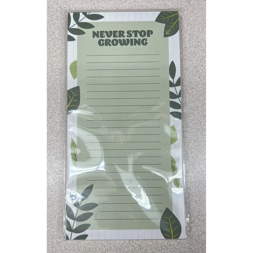 NEVER STOP GROWING Notepad List Pad Magnetic Lined Leaf Houseplants Botanical